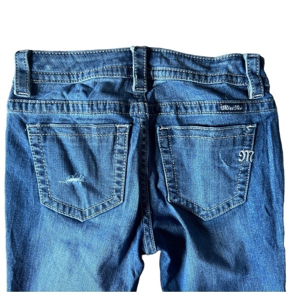 Miss Me Mid Rise Distressed Boot Cut Jeans Frayed Raw Hem, Size 26 - Picture 4 of 9